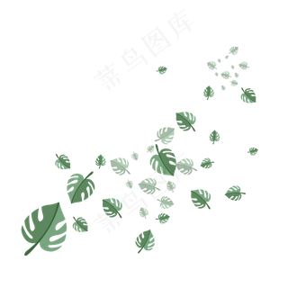 手绘植物树叶漂浮的叶子