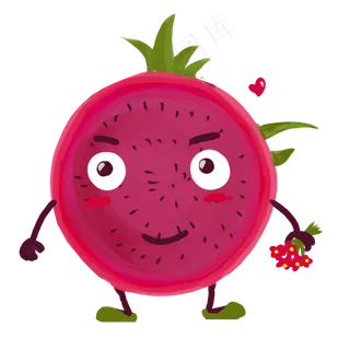 手绘卡通表情火龙果