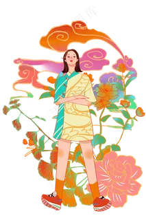 国潮时尚少女,免抠元素