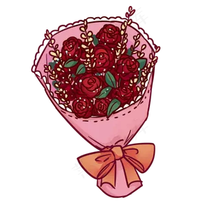 卡通手绘风玫瑰花束可商用