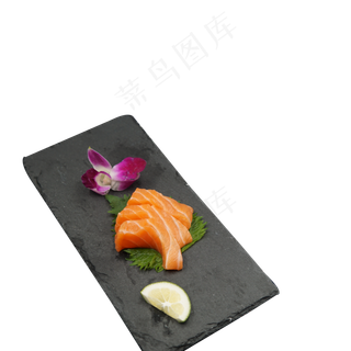 新鲜的三文鱼肉和水果免抠图