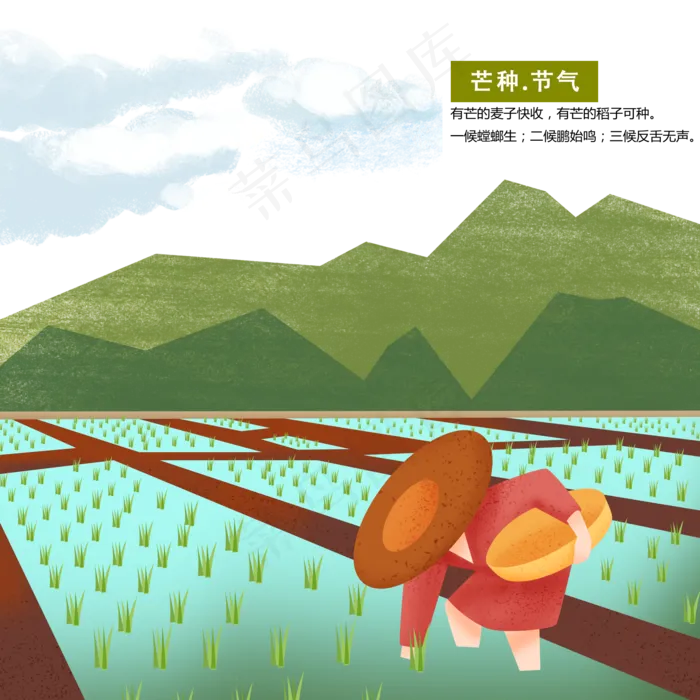 青山绿水稻田农民插秧(2000X2000(DPI:300))psd模版下载