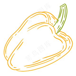 线条场景夏天水果蔬菜辣椒甜椒