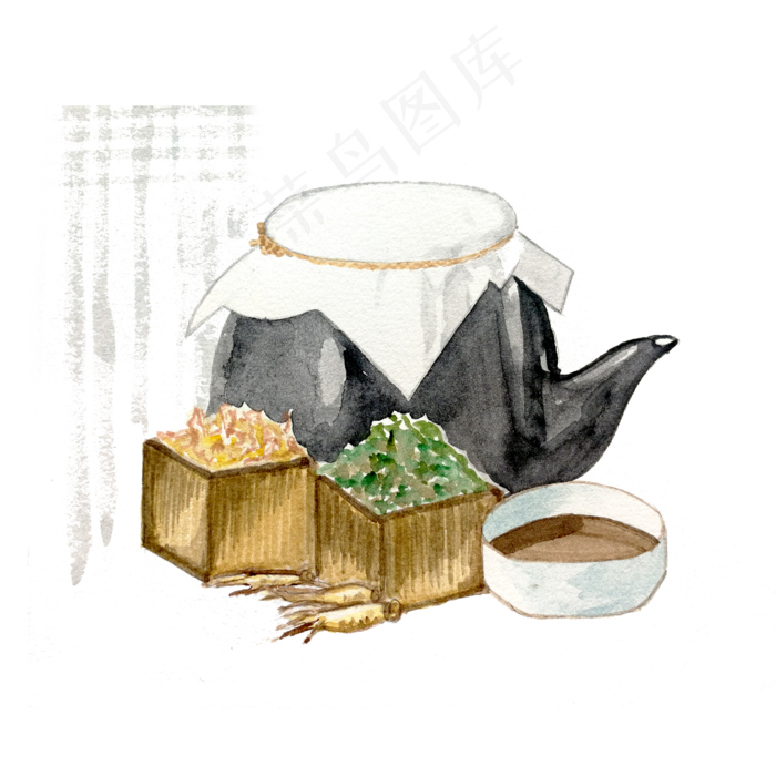中药材熬药药罐,免抠元素(2000*2000px 300 dpi )psd模版下载