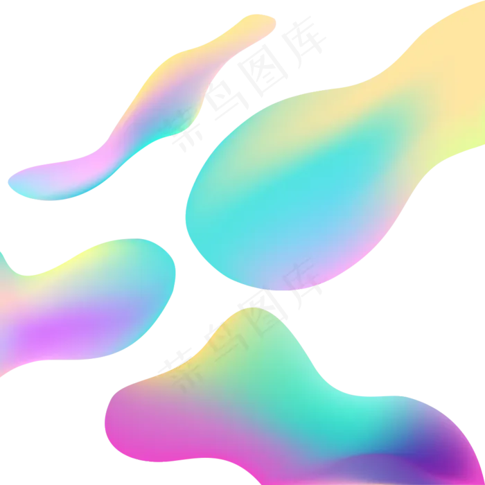 梦幻酷炫彩色渐变流体设计素材合,免抠元素
