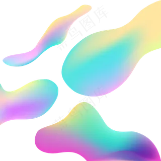 梦幻酷炫彩色渐变流体设计素材合,免抠元素