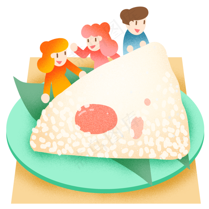 端午节吃枣粽子插画