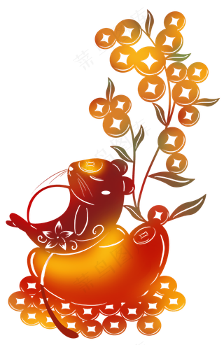 2020年剪纸生肖鼠,免抠元素