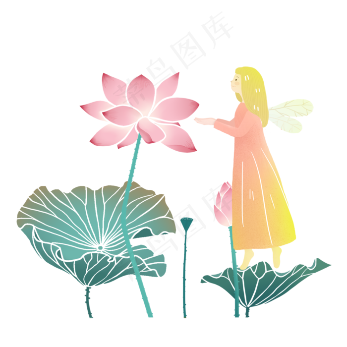 节气大暑荷花精灵素材