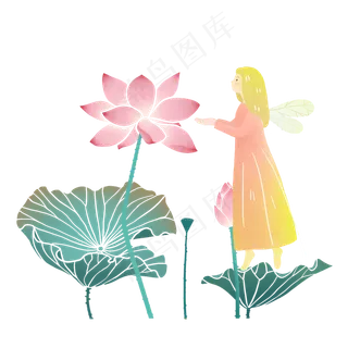 节气大暑荷花精灵素材