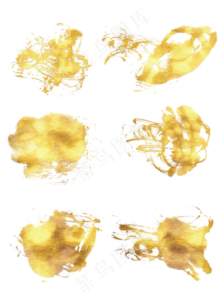 黄金金箔金色中国水墨墨迹,免抠元素