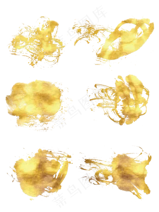 黄金金箔金色中国水墨墨迹,免抠元素