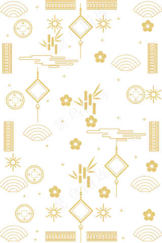 扁平鼠年新年底纹,免抠元素