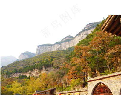 秋季树木山脉风景,免抠元素