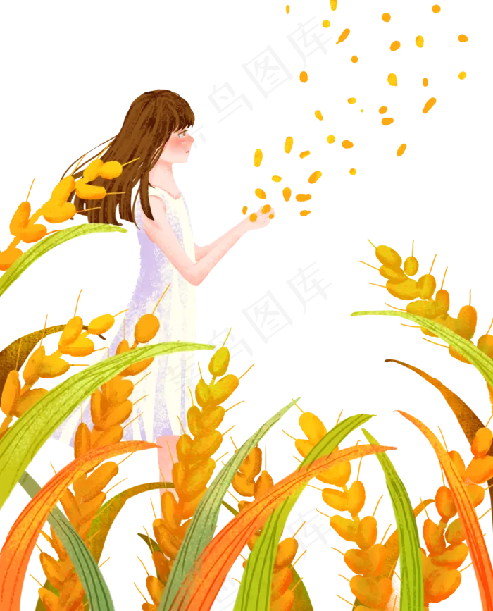 稻谷田里少女(1614X2000(DPI:300))psd模版下载