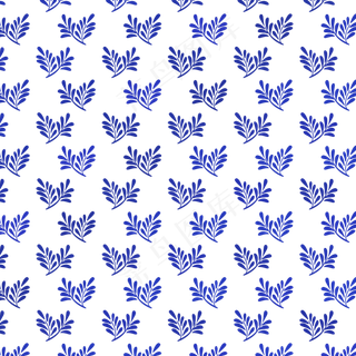 青花瓷树叶植物图案