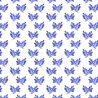 青花瓷树叶植物图案