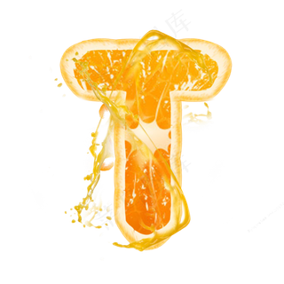 橙子橙汁橙色PSD字母T