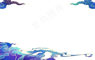 国潮祥云边框,免抠元素