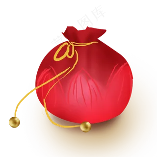 农历新年红色荷花钱袋礼物袋,免抠元素