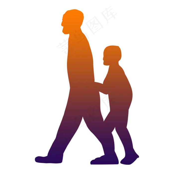 父亲节小孩父亲剪影过马路(2048X2048(DPI:132))psd模版下载