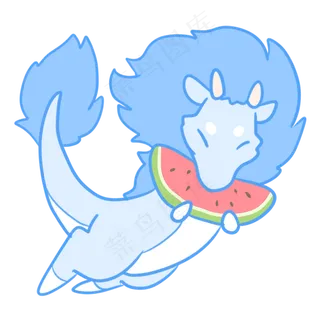 吃西瓜的小蓝龙