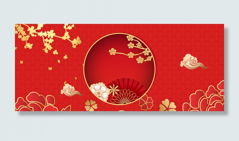 新年喜庆红色烫金猪年中国风背景