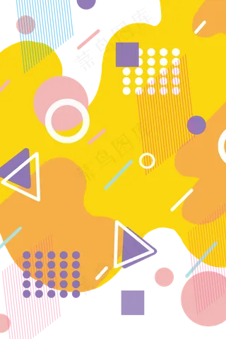 孟菲斯几何彩色印花装饰图,免抠元素