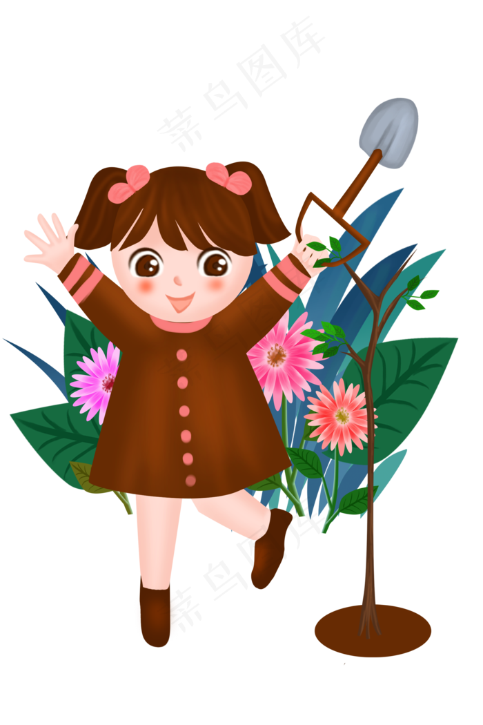 植树节开心的小女孩