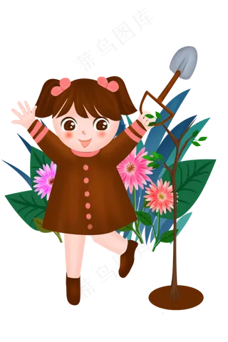 植树节开心的小女孩