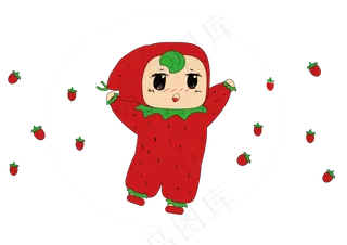 手绘草莓女孩