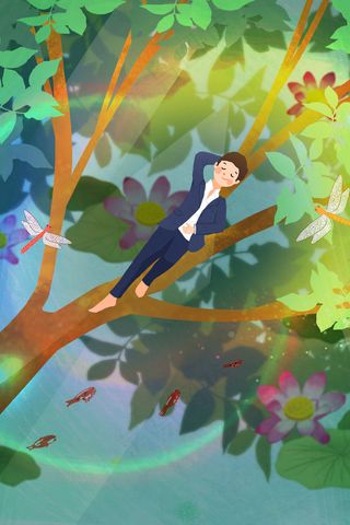 夏天阳光休息青年