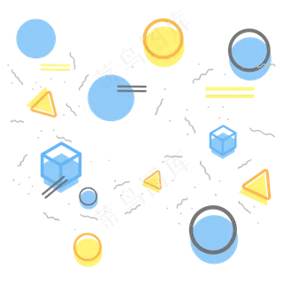 装饰图案孟菲斯蓝黄免扣素材