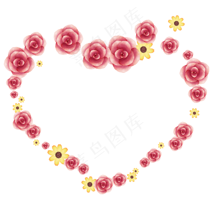 手绘风爱心花卉边框设计元素