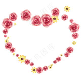 手绘风爱心花卉边框设计元素