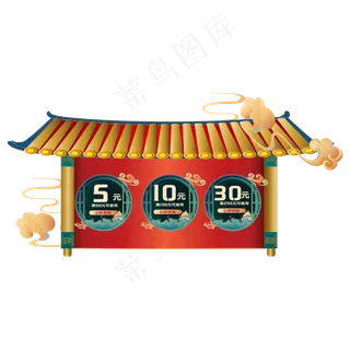 国潮电商中国风优惠券