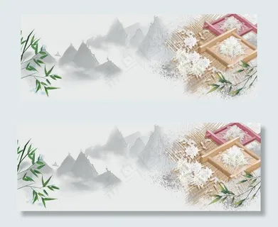 中国风水墨大气大米促销banner 中国风水墨大气大米促销banner