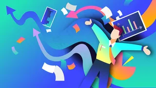 蓝色系扁平风互联网商务风格办公数据配图