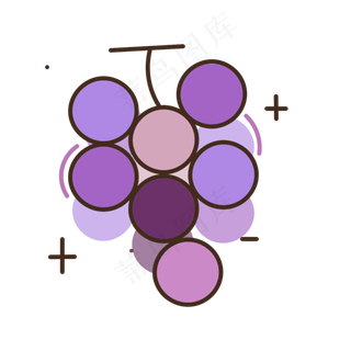 简约平面卡通水果葡萄png免抠
