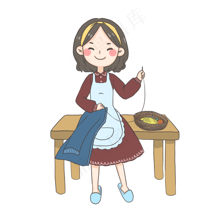 缝补衣服的妈妈PNGPNG(2000X2000(DPI:300))psd模版下载