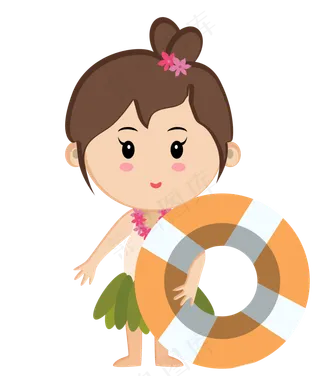 拿着游泳圈的女孩