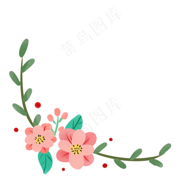粉红色鲜花藤蔓边框装饰(2000X2000(DPI:300))psd模版下载