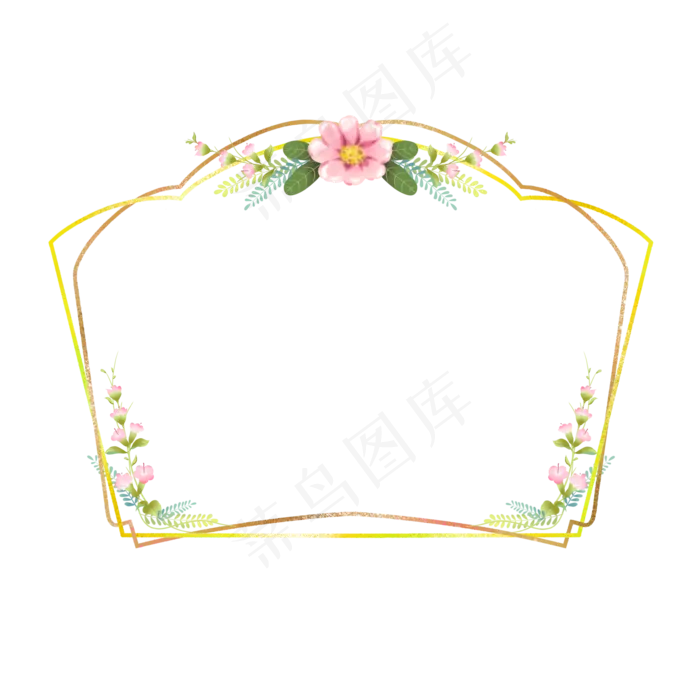小清新森系金色扇形花草边框底纹(3508X3508(DPI:300))psd模版下载