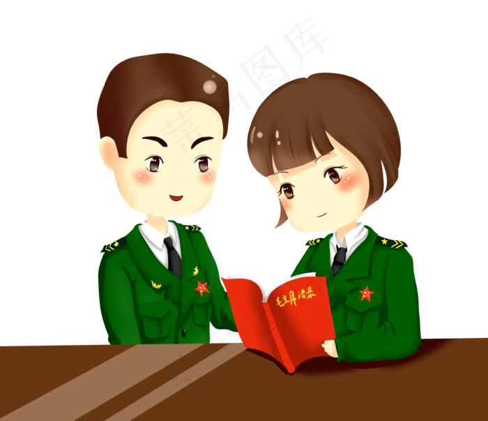 建军节解放军战士学习插画