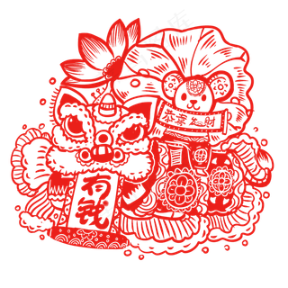 2020年春节鼠年创意中国风剪纸,免抠元素