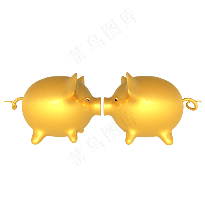 C4D立体亲嘴猪2019年金猪,免抠元素