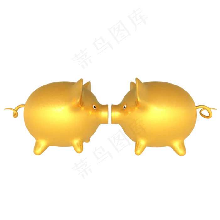 C4D立体亲嘴猪2019年金猪,免抠元素