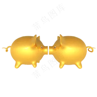 C4D立体亲嘴猪2019年金猪,免抠元素