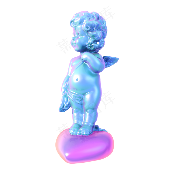 蒸汽波丘比特png图,免抠元素