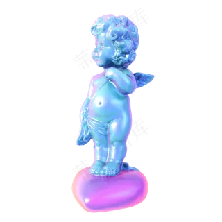 蒸汽波丘比特png图,免抠元素